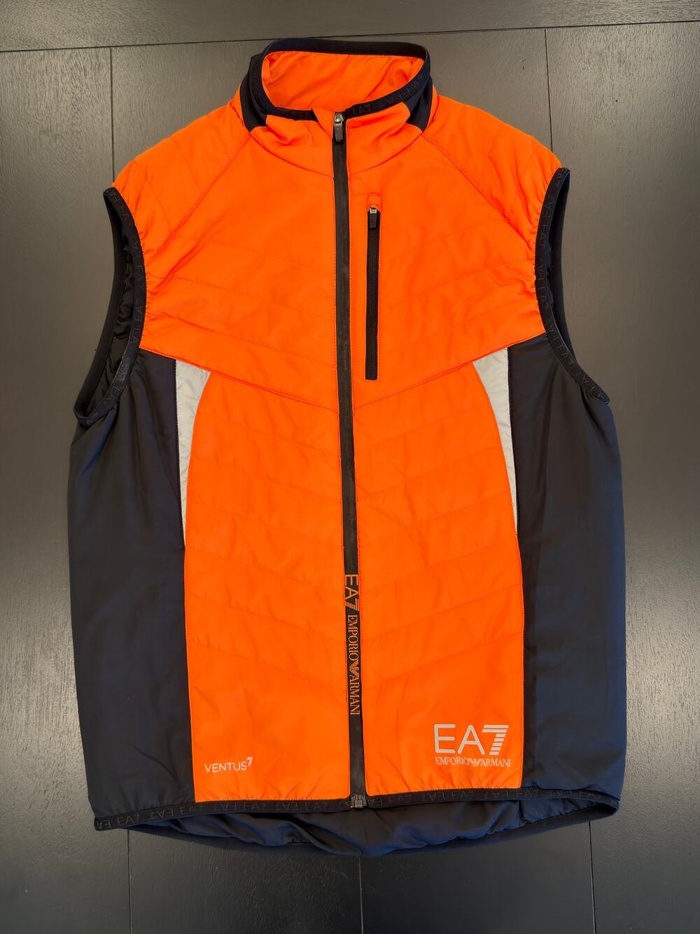 EA7 Emporio Armani Mens Medium Ventus7 Puffer Vest Orange
